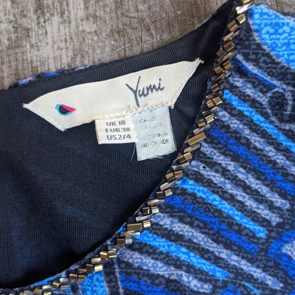 ANTHROPOLOGIE YUMI Beaded Printed Silk Dress
